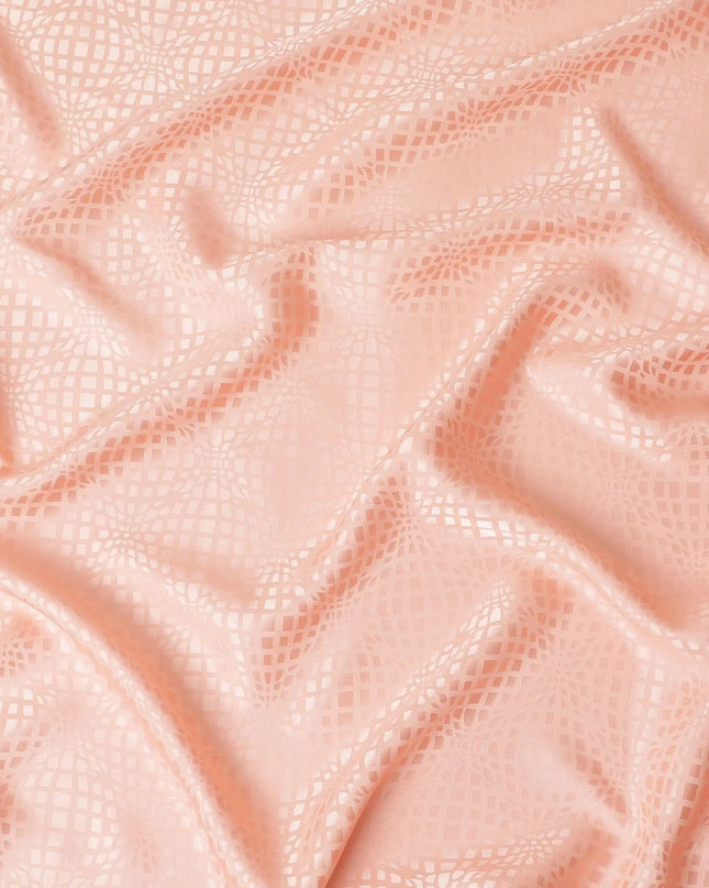 Rose pink premium pure silk crepe fabric with same tone jacquard in fancy design-D11954 Regal Fabrics
