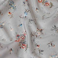 Rhino grey synthetic modal satin fabric with multicolor print in floral design-D9106 Regal Fabrics