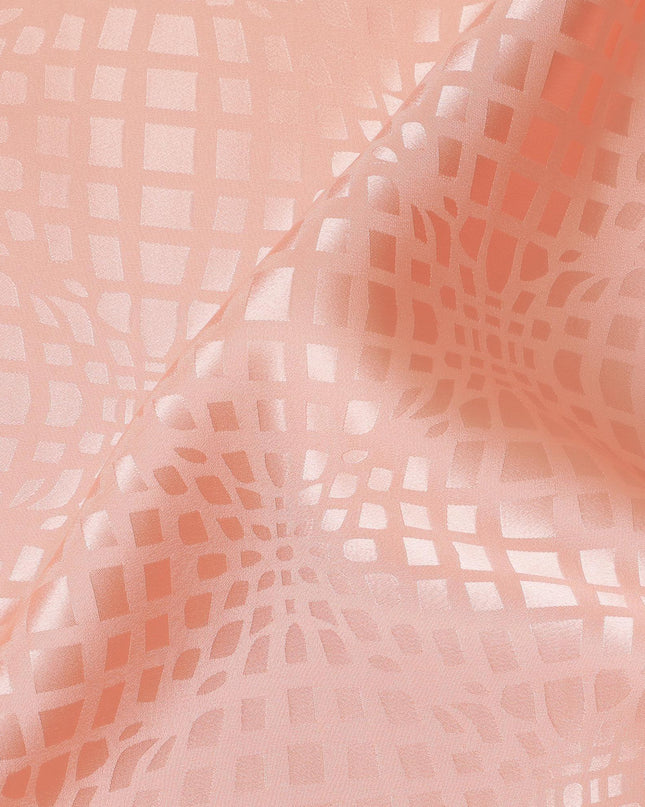Rose pink premium pure silk crepe fabric with same tone jacquard in fancy design-D11954 Regal Fabrics