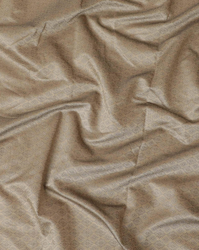 Wood brown synthetic brocade with same tone lurex in abstract design-D11352 Regal Fabrics