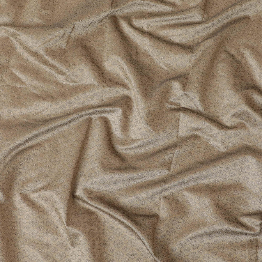Wood brown synthetic brocade with same tone lurex in abstract design-D11352