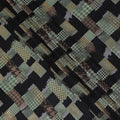 Black premium pure French (Fransawi) silk chiffon fabric with same tone and sage green viscose having copper metallic lurex in checks design-D14225