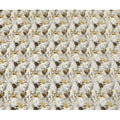 Off white viscose fabric with grey, mustard and dark olive print in floral design-D12262 Regal Fabrics