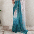 Multicolor Premium pure French chantilly lace saree having stone work in floral design-D14523