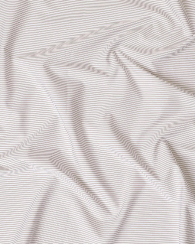 Off white Premium 100% cotton shirting fabric with beige stripe design-D13087 Regal Fabrics