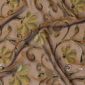 Olive Premium pure changent silk chiffon fabric with copper brown, sage green viscose and gold metallic lurex in floral design-D14642