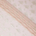 Salmon pink synthetic chiffon fabric with same tone metallic lurex having gold viscose in floral design-D11884