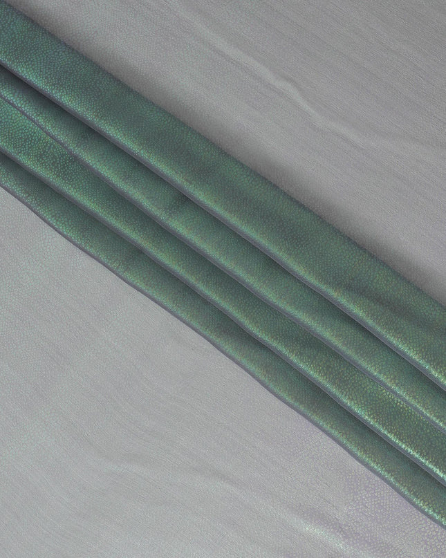 قماش شيفون من الحرير الخالص باللون الرمادي الحجري مع لوريكس معدني بنفس اللون بتصميم ذاتي -D13556