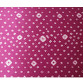 Magenta pink premium pure silk satin fabric with off white print in geometric design-D13260