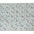 Laurel green cotton voile fabric with same tone, baby blue and coin grey embroidery in floral design-D14469