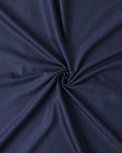 Navy blue Super 120's blended suiting fabric with same tone checks design