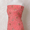 Royal peach blended cotton lawn fabric with gold and red embroidery in fancy design-D15083 Regal Fabrics