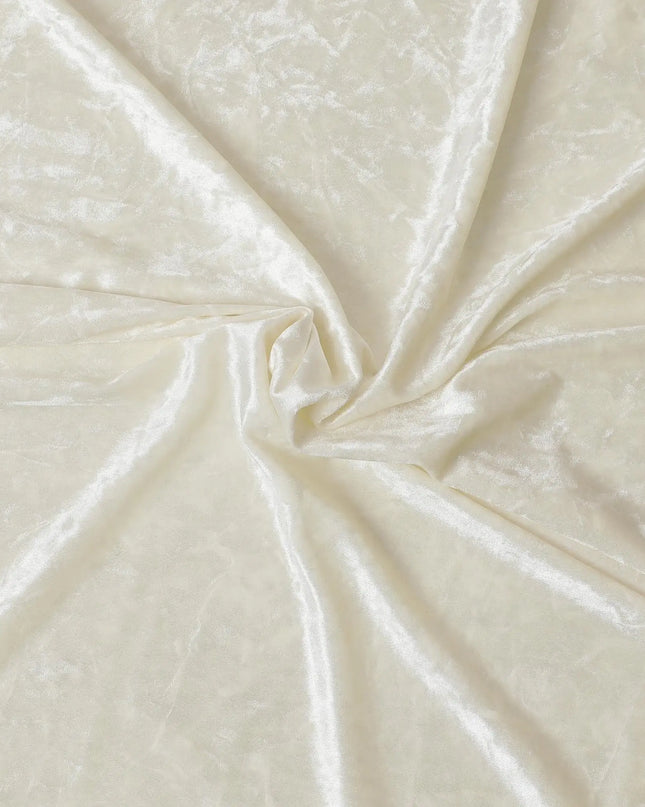 Pearl white plain synthetic stretchable velvet - D9955 Regal Fabrics