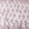 Thistle purple nylon tulle fabric with same tone embroidery in floral design-D6685