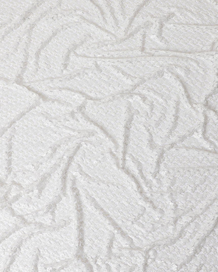 Cream guipure lace fabric with same tone embroidery in fancy design-D11754