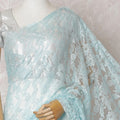 Electric blue Premium pure French chantilly lace saree in floral design-D14569 Regal Fabrics