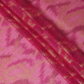Magenta pink Premium pure silk chiffon fabric with gold and pink metallic lurex in abstract design-D12319