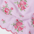 Light lavender cotton voile fabric with hot pink and sage green embroidery in floral design-D12463