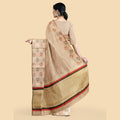 Copper and gold synthetic chanderi fabric with multi color jacquards in fancy design. Same color blouse piece-D12771
