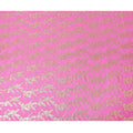 Fuchsia pink premium pure silk chiffon fabric with gold metallic lurex in fancy design-D10533
