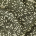 Olive green viscose twill printed fabric with light green prints in floral design-D11173 - Regal Fabrics