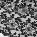 Black nylon tulle fabric with same tone metallic black embroidery in fancy design-D6035
