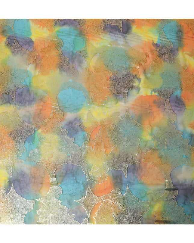 قماش شيفون حريري نقي فاخر متعدد الألوان مع لوريكس معدني ذهبي بتصميم زهور-D9279