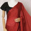 Crimson red Premium pure Changent French silk chiffon saree having stone work in fancy design-D15511