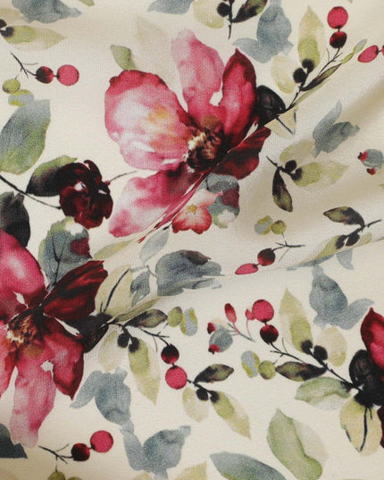 Cream viscose fabric with multicolor print in floral design-D12256 Regal Fabrics