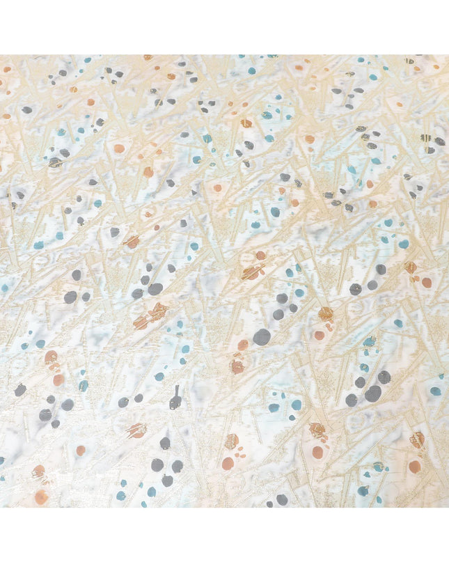 قماش شيفون حريري خالص مطبوع يدويًا متعدد الألوان مع لوركس معدني ذهبي بتصميم زهور-D9415