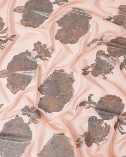 قماش شيفون من الحرير الخالص الفاخر مع لوركس معدني متعدد الألوان بتصميم زهور -D9702