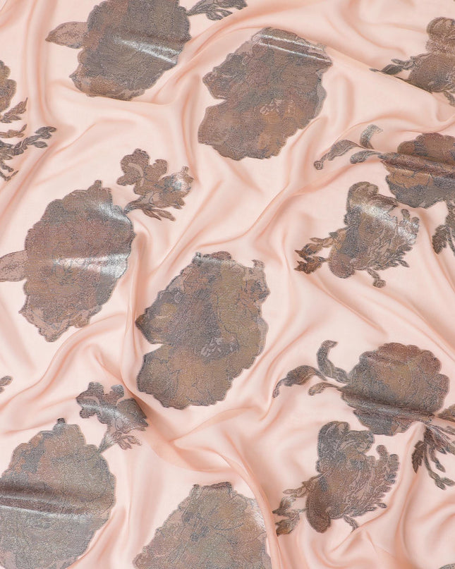 قماش شيفون من الحرير الخالص الفاخر مع لوركس معدني متعدد الألوان بتصميم زهور -D9702