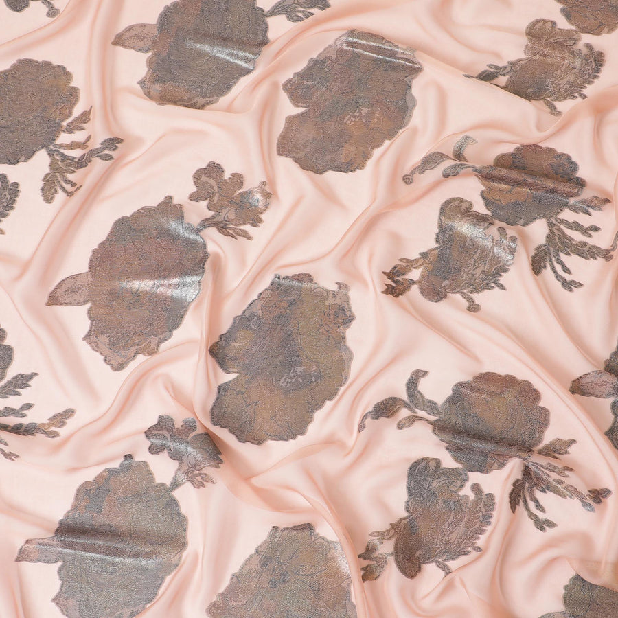 قماش شيفون من الحرير الخالص الفاخر مع لوركس معدني متعدد الألوان بتصميم زهور -D9702