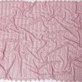 قماش تول نايلون وردي وردي مع تطريز وخرز بنفس اللون بتصميم مخطط -D11697