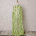 Lime green Premium pure French (Fransawi) silk chiffon dirac fabric with same tone metallic lurex in floral design-D15625
