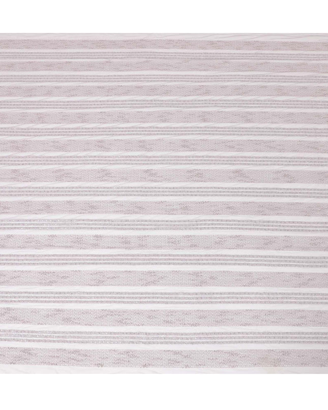 قماش تول نايلون بني من خشب بورليوود مع تطريز وترتر بنفس اللون بتصميم مخطط - D6665