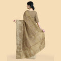 Taupe brown imitation silk saree with gold jacquard having same tone sequin work in floral design-D12787 Regal Fabrics