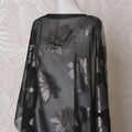 Black Premium pure French (Fransawi) silk chiffon dirac fabric with same tone and silver metallic lurex in floral design-D15622