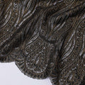 Black nylon tulle fabric with gold embroidery in fancy design-D11714