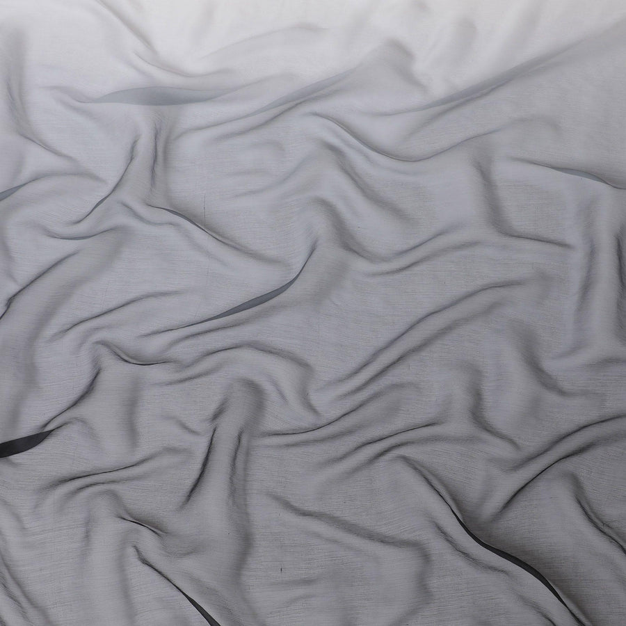 Cloud grey to black Premium pure silk chiffon fabric in ombre design-D15485