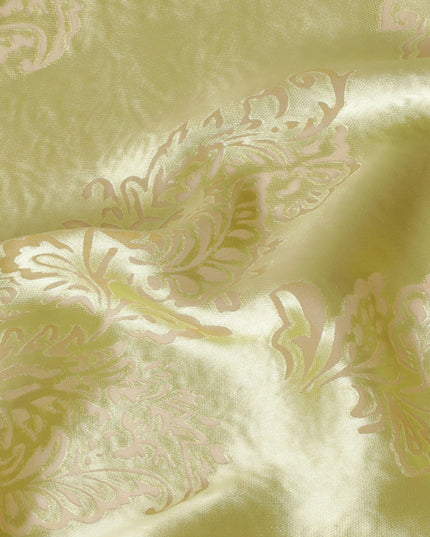 Mint green premium pure burnout silk chiffon fabric in floral design-D13112