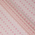 Off white cotton voile fabric with baby pink print in floral design-D15062