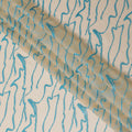 Sand beige premium pure silk chiffon fabric with azure metallic lurex in abstract design-D11515