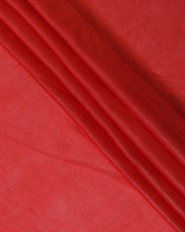 Crimson red synthetic chiffon fabric with same tone metallic lurex in floral design-D10112 Regal Fabrics