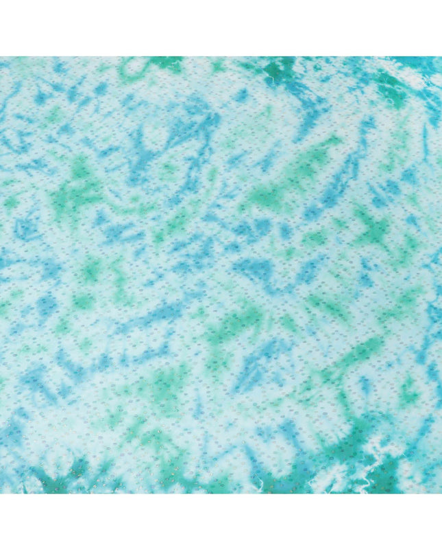 قماش شيفون من الحرير الخالص باللون الأزرق السماوي مع لوركس معدني متعدد الألوان بتصميم منقط -D10419