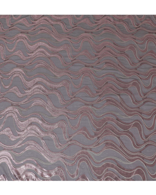 قماش شيفون حريري فرنسي (فرنساوي) فاخر مع فيسكوز بيج ولوريكس معدني نحاسي بتصميم تجريدي-D14267