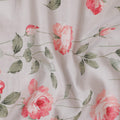 Light grey cotton lawn fabric with brick pink and sage green print in floral design-D9021