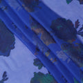 قماش شيفون حريري نقي فاخر باللون الأزرق الملكي مع لوركس معدني متعدد الألوان بتصميم زهور -D9698