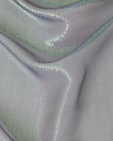 قماش شيفون من الحرير الخالص باللون الرمادي الحجري مع لوريكس معدني بنفس اللون بتصميم ذاتي -D13556