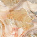 Melon orange synthetic chiffon fabric with same tone and royal orange print having gold metallic lurex in floral design-D7005 Regal Fabrics